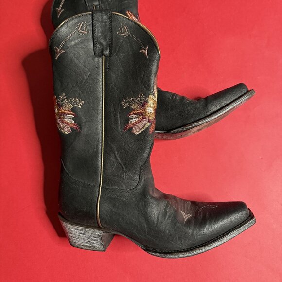 Embroidered Black Leather Cowboy Boots by Shyanne, Size 7.5 US - Picture 3 of 12